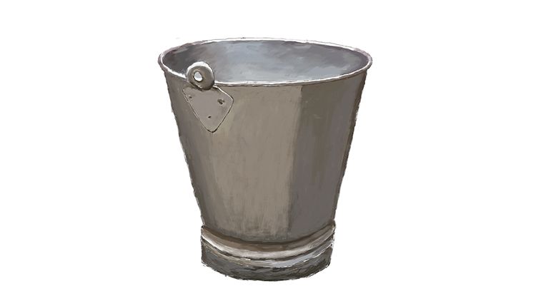 A drawing of a metal bucket showing minimal scaling. 